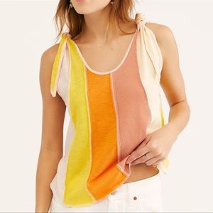 We The Free Free People Carousel Stripe Tank Knotted Sleeves